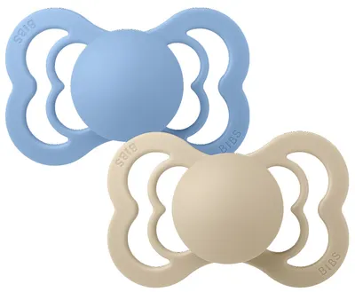 Set de suzete Bibs - Supreme, 6-18 м, 2 bucăți, Vanilla/Sky Blue