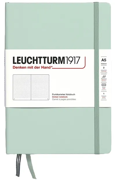 Caiet Leuchtturm1917 Natural Colors - A5, verde deschis, pagini cu puncte, copertă rigidă