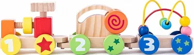 Tren colorat din lemn Woody, educativ