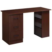 Birou cu 3 sertare si 3 rafturi reversibile, birou din lemn de 120 cm, culoare nuc HOMCOM | Aosom Romania