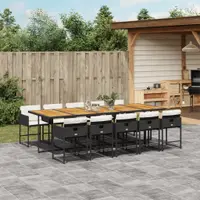 Gossi set mobilier de exterior cu perne, 11 piese, negru, poliratan