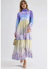 Rochie maxi - floral - multicolor - sifon