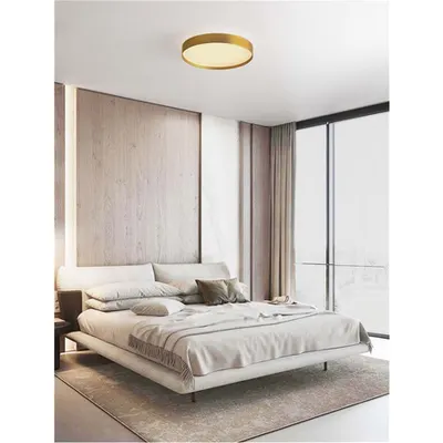 Plafoniera ROI Triac Dimabil Brushed Auriu Metal, Aluminiu & Acrylic LED 37 Wat 220-240Volt 3555Lm IP20 2700 + 3000K Dip Intrerupator Deschis sus & jos