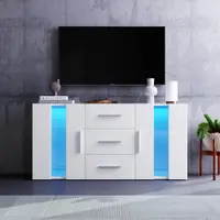 Comodă modernă cu lumini LED multicolore, Alb | Aosom Romania