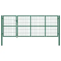 vidaXL Poartă de gard de grădină cu stâlpi 350x120 cm, oțel, verde