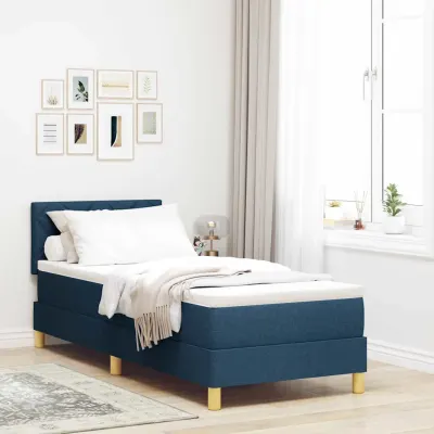 vidaXL Pat cu arcuri cu pernă Manual albastru 80 x 200 cm țesătură