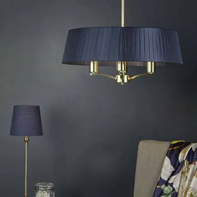 Lampa suspendata Cristin 4 Light Pendant Satin Brass With Navy Shade