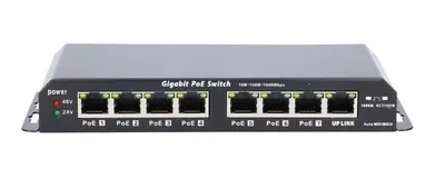 Extralink KRATOS PoE Switch 7x Gigabit PoE 1x Uplink RJ45 Power Supply 24V 2.5A 60W