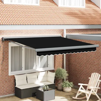 vidaXL Copertină retractabilă Negru 350 x 250 x 165 cm Stofă și Metal