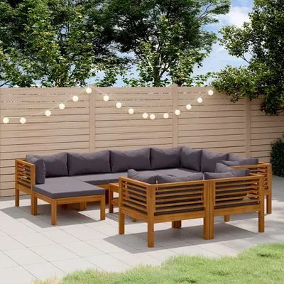 Gossi set mobilier gradina cu perne, 10 piese, lemn masiv de acacia