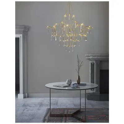 Lampa suspendata GORO Clear Crystal & Auriu Metal LED 20 Wat 230 Volt 2000Lm 3000K IP20