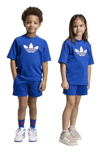 Set de tricou si pantaloni scurti cu snur si logo Trefoil - 2 piese - Albastru royal