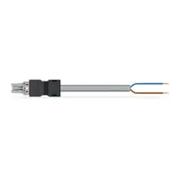 pre-assembled connecting cable; Socket/open-ended; 2-pole; Cod. B; Control cable 2 x 1.0 mm²; 1 m; 1,00 mm²; gray