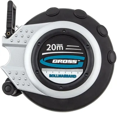 Ruletă geodezică Gross - 20 m x 13 mm, bandă metalică