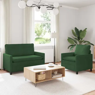 vidaXL Set de canapea 2 buc. Verde Junglă Țesătură