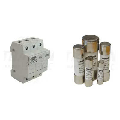 Pachet Protectie Specifica: Soclu Siguranta Cilindrica 3P 32A + Siguranta aM 4A 10x38mm