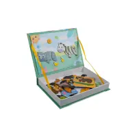 Puzzle magnetic educativ, animale africane, 6 cartonase, 47 elemente, multicolor