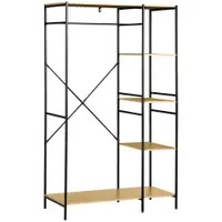 HOMCOM Penderie suport pentru haine de stil industrial din metal cu grindă și 4 rafturi, dim. 100L x 46L x 170,5H cm | Aosom Romania