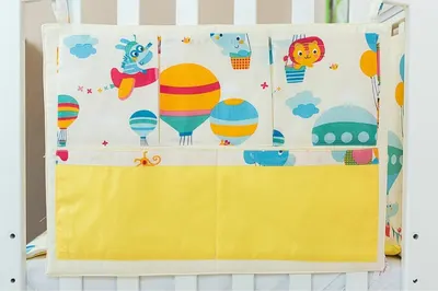 Organizator patut Balonase cu galben KidsDecor din bumbac 35x50 cm