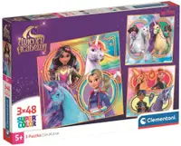 Puzzle pentru copii Clementoni din 3 x 48 piese - Unicorn Academy