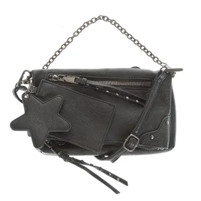Geanta crossbody neagra cu bareta detasabila