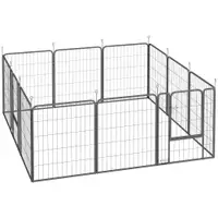 PawHut Țarc pentru Câini din 12 Panouri Portabil și Detașabil, 204x204x80 cm, Negru | Aosom Romania