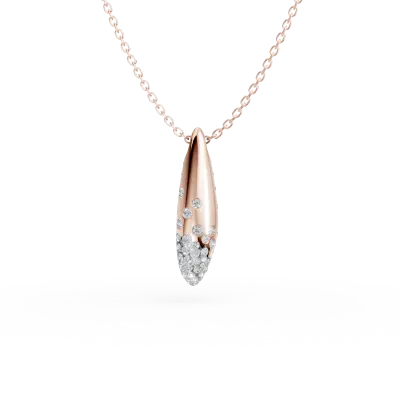 Lant cu pandantiv minimalist din aur roz cu diamante de 0.1ct