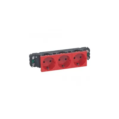 Priza Mosaic - 3 x 2P+E - pentru installation on capac flexibil DLP trunking - automatic terminals - rosu