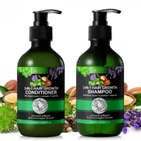 Set Crestere Par cu Sampon si Balsam 3 in 1 Ricin, Lavanda, Argan, 2 x 300 ml