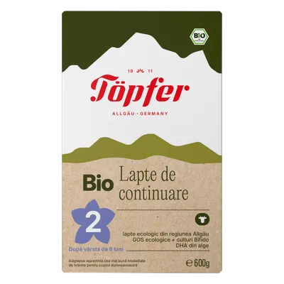 Lapte praf Bio 2 de la 6 luni, 600g, Topfer