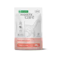 NATURES PROTECTION Superior Care Skin & Coat, Ton și Creveți, plic hrană umedă pisici, piele & blană, (topping), 70g