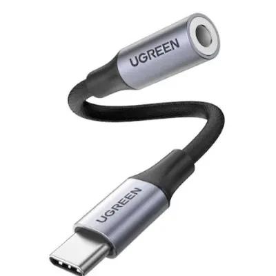 CABLU ADAPTOR Ugreen, "AV142", USB Type-C(T) to Jack 3.5mm(M), lungime 10cm, gri 30632