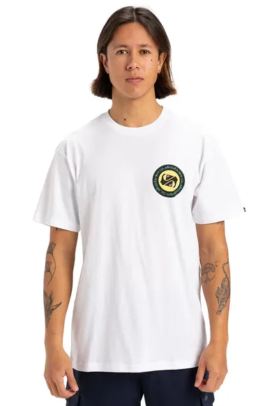Tricou cu imprimeu pe spate Circle - Alb/Negru/Galben
