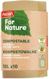 Pungi de hârtie compostabile Paclan - For Nature, 10 l, 10 buc.