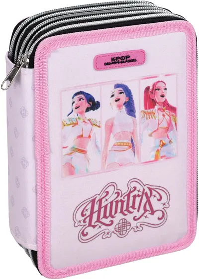 Penar cu rechizite GIM K-Pop Demon Hunters - Huntrix Pink, 3 fermoare