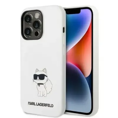 Husa pentru Apple iPhone 14 Pro Max, Karl Lagerfeld, Silicone Choupette NFT, Alba