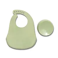 Set de hranire din silicon natural, contine bol cu vacuum si baveta, 6 luni+, Fresh Green