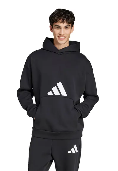 Hanorac relaxed fit cu buzunar kangaroo - Negru