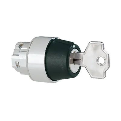 Selector cu Cheie, Ø22mm 8lm Metal Series, 3 Pozitii, 1 - 0 - 2 With Different Key Code. Withdral At 2