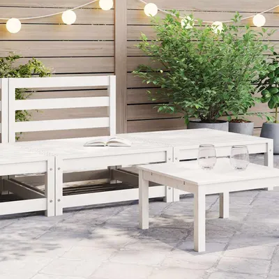 vidaXL Set mobilier de grădină, 2 piese, alb, lemn masiv de pin