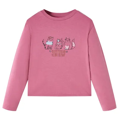 Tricou pentru copii cu mâneci lungi, zmeuriu, 140
