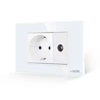 Priza Schuko + Priza TV cu Rama din Sticla LUXION, Standard Italian, 3M