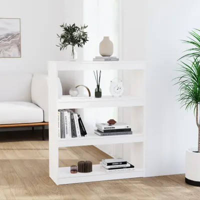 vidaXL Bibliotecă/Separator cameră alb, 80x30x103,5 cm, lemn masiv pin