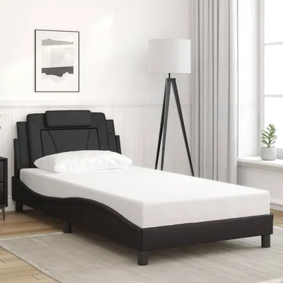 vidaXL Cadru de pat, Viana, fără saltea, negru, 100x200 cm, piele ecologică