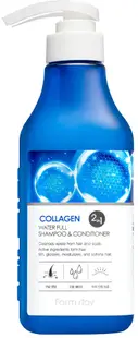 FarmStay Collagen Șampon și balsam 2 în 1 Water Full, 530 ml