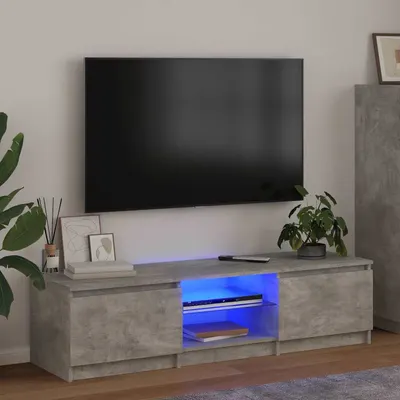 vidaXL Comodă TV cu lumini LED, gri beton, 140x40x36 cm