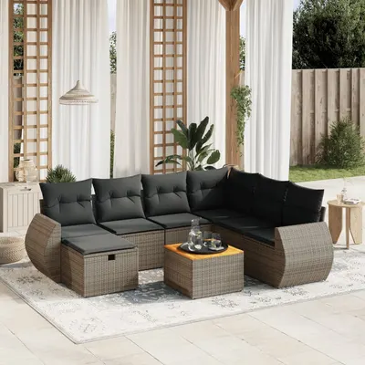 Gossi set canapele de gradina cu perne, 8 piese, gri, poliratan