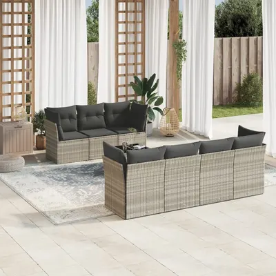 Gossi set mobilier de gradina cu perne, 8 piese gri deschis poliratan