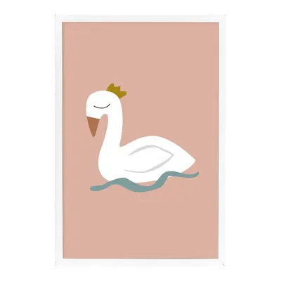 Poster de perete în ramă albă Bloomingville Mini Xander Swan, 45 x 65 cm