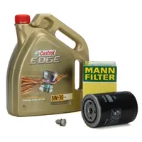 Set Ulei Motor Castrol Edge LL 5W-30 5L + Filtru Ulei Mann Filter W940 66 + Buson Golire Baie Ulei Oe Volkswagen N90813202